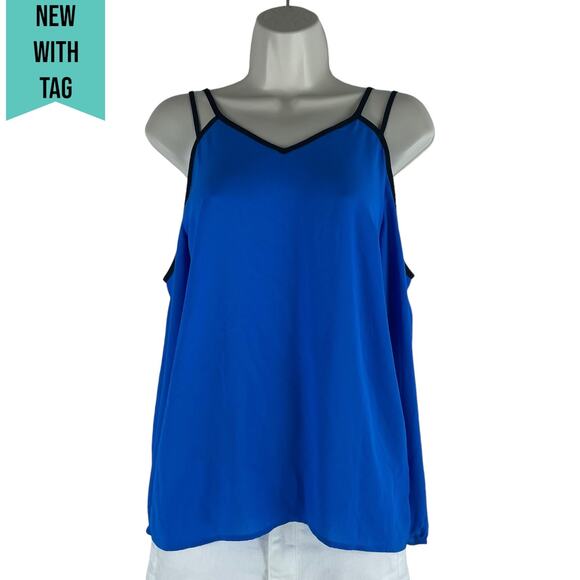 1. state Cold Shoulder Crepe Game On Blouse Electric Sky Size XS - Picture 3 of 8